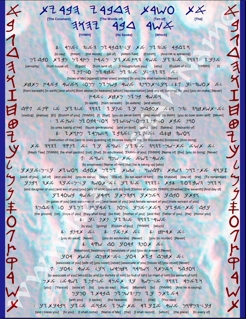The Ten Commandments in Paleo Hebrew